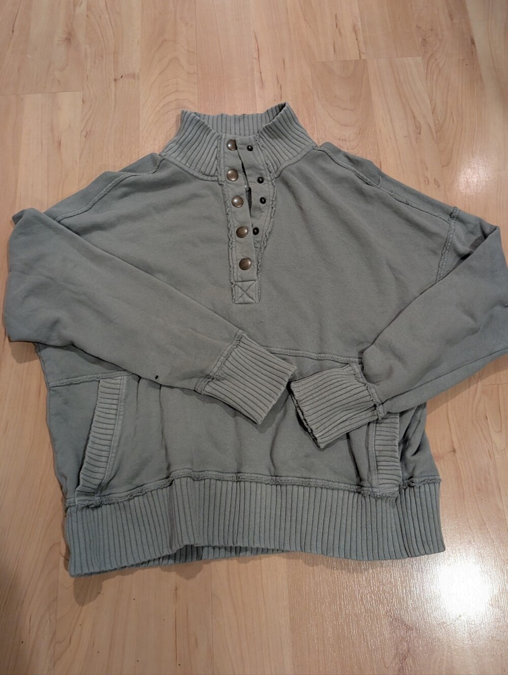 Womens Aerie Casual Ribbed Oversized Sweatshirt - Soft Green Size XS See.Pics